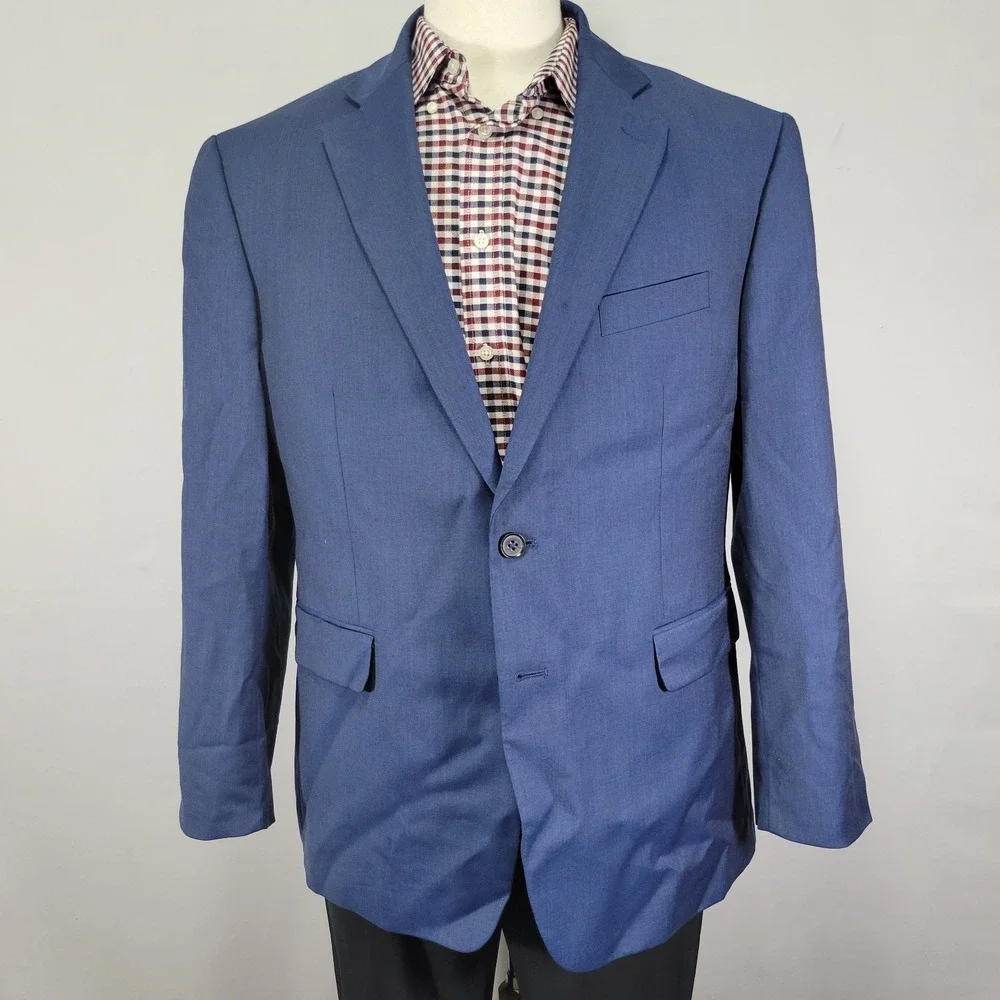 Charles Tyrwhitt Men's Sport Coat Blazer Two Button Surgon Blue Wool Classic 44S